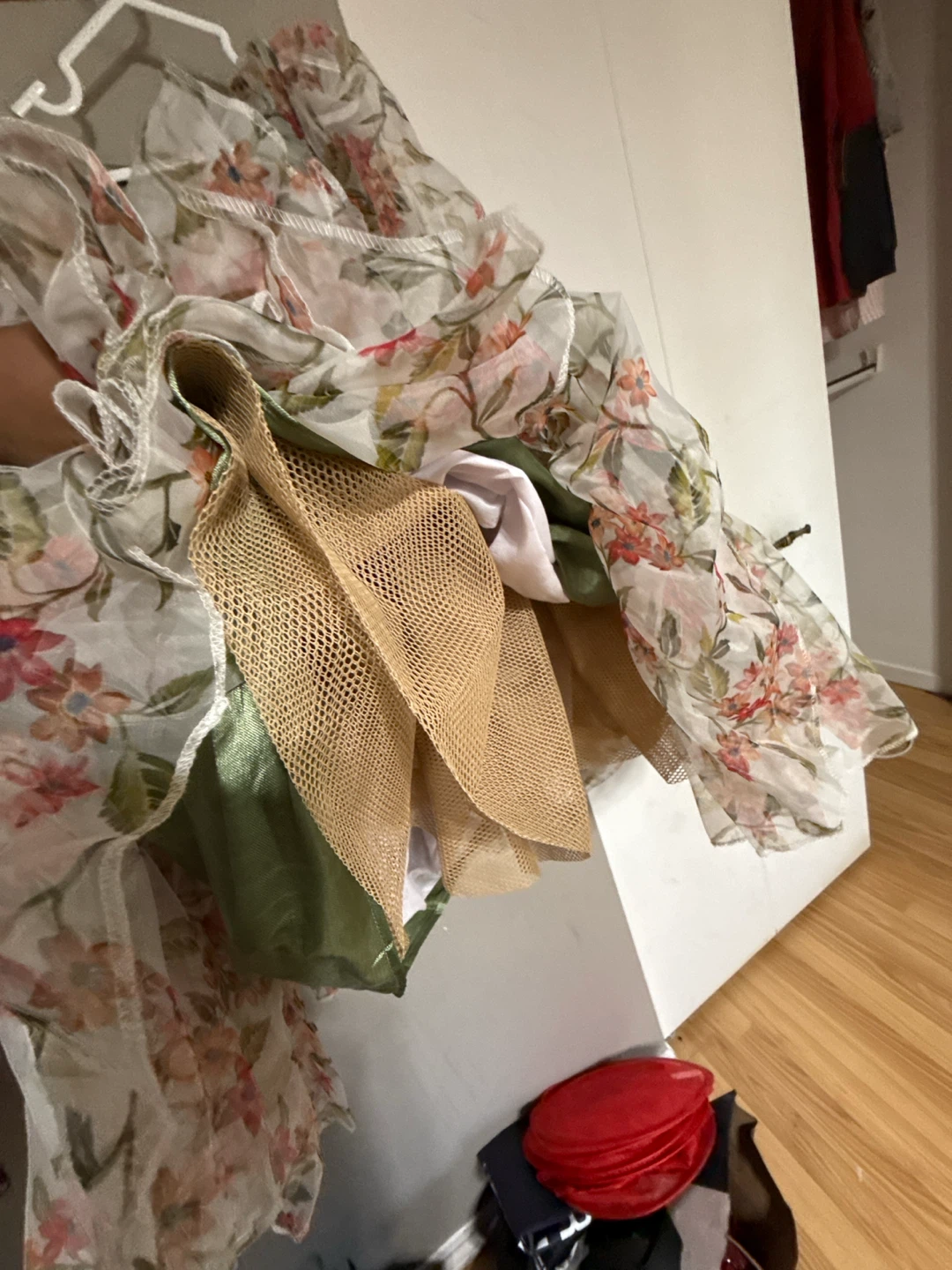 Floral Puff Sleeve Dress with Green Sash - photo 2