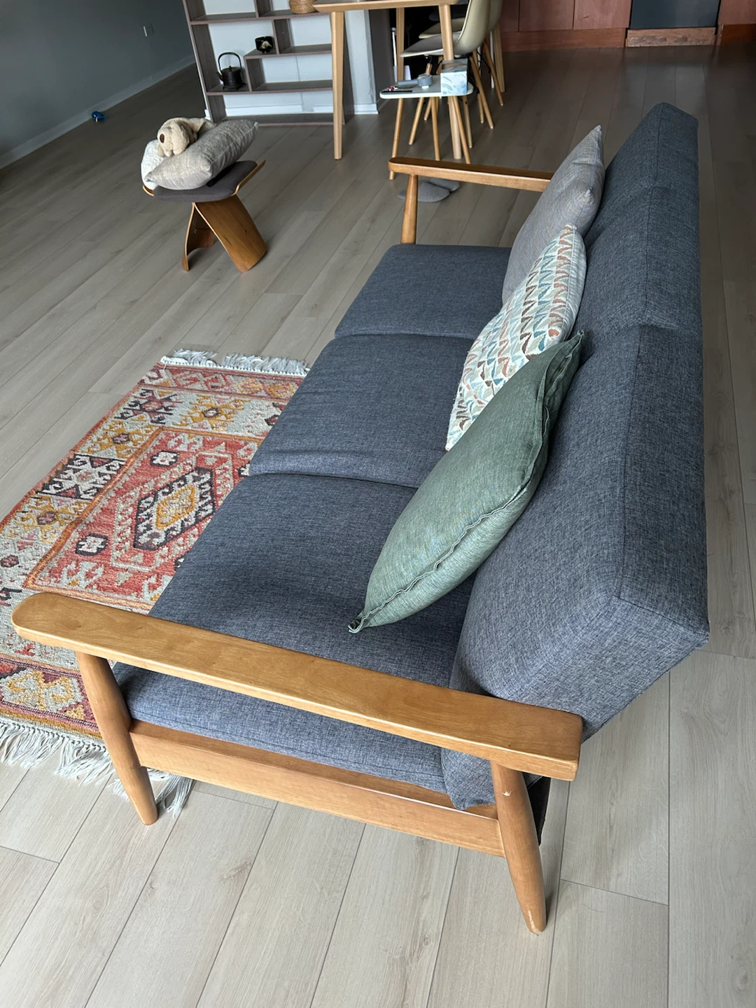 Mid-Century Modern Style Futon Sofa with Wood Frame - photo 2