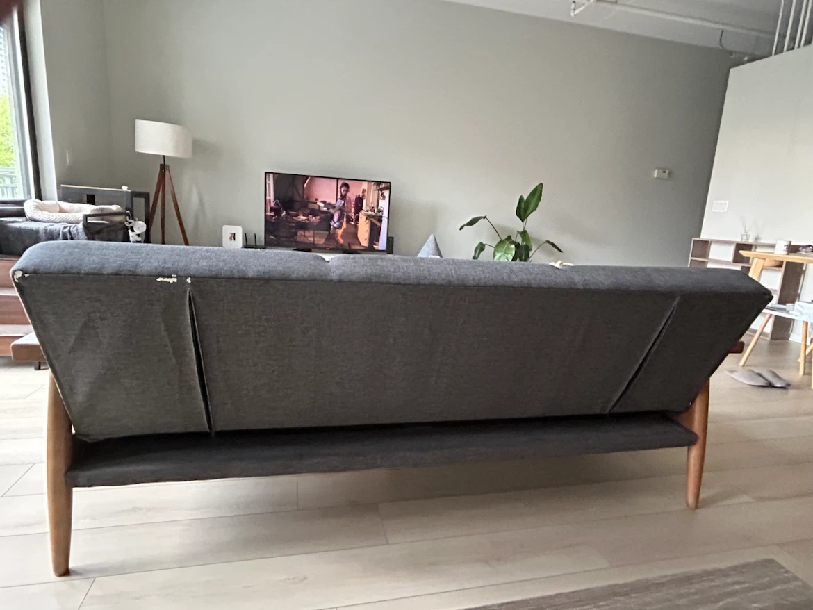 Mid-Century Modern Style Futon Sofa with Wood Frame - photo 4