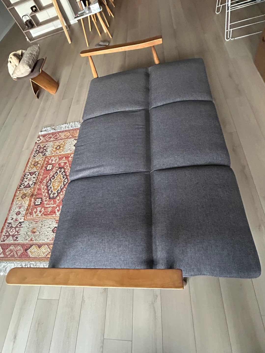 Mid-Century Modern Style Futon Sofa with Wood Frame - photo 5