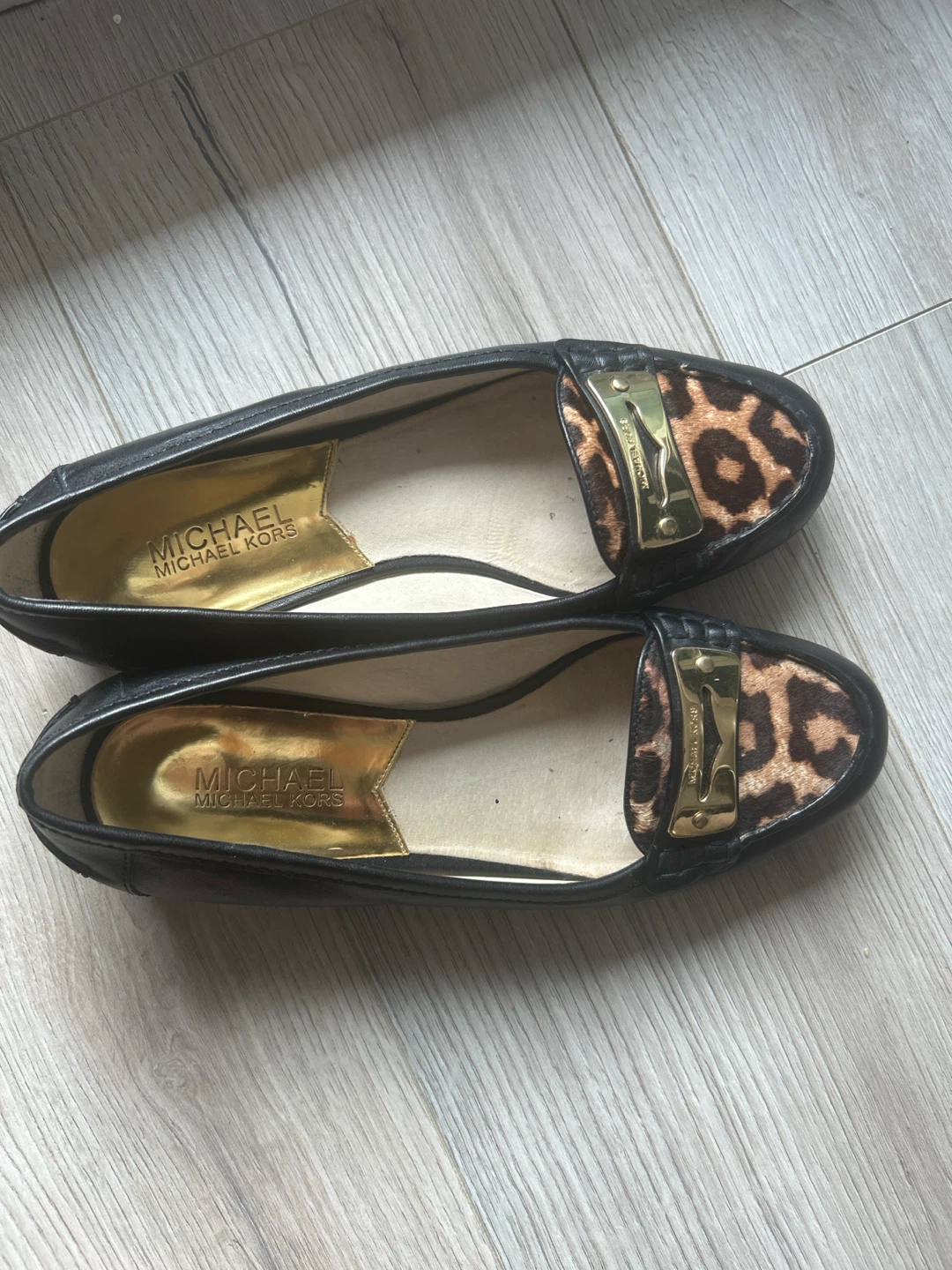 Michael Kors Black Leopard Print Loafers