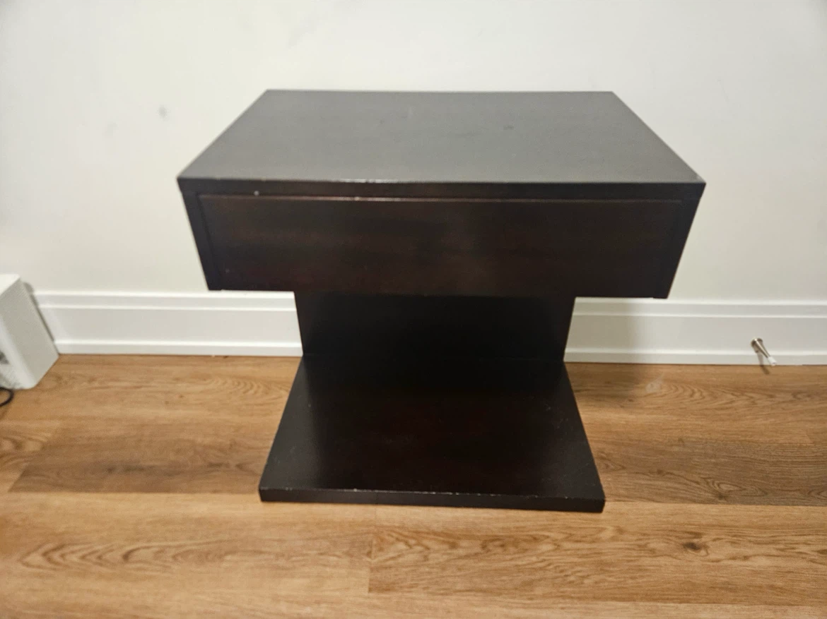 Dark Brown Nightstand with Drawer - photo 2