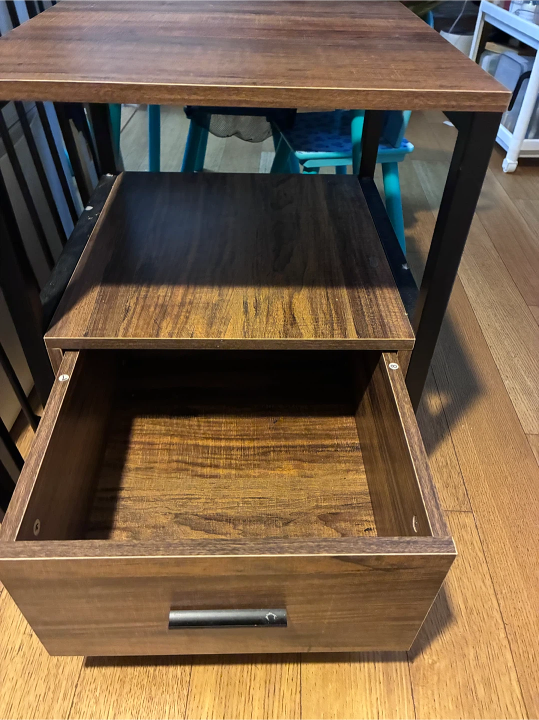 Wood Grain End Table with Drawer - photo 2