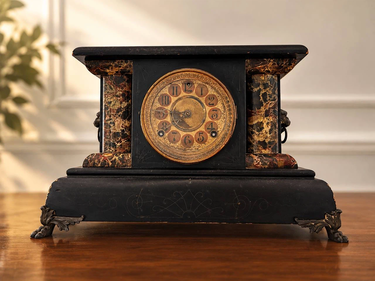 Vintage Mantel Clock with Marble Accents