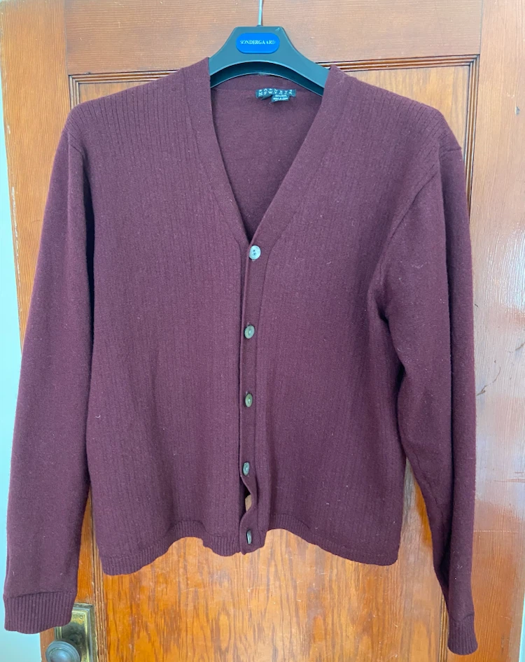 Barneys New York Wool Cardigan - Burgundy - Size L