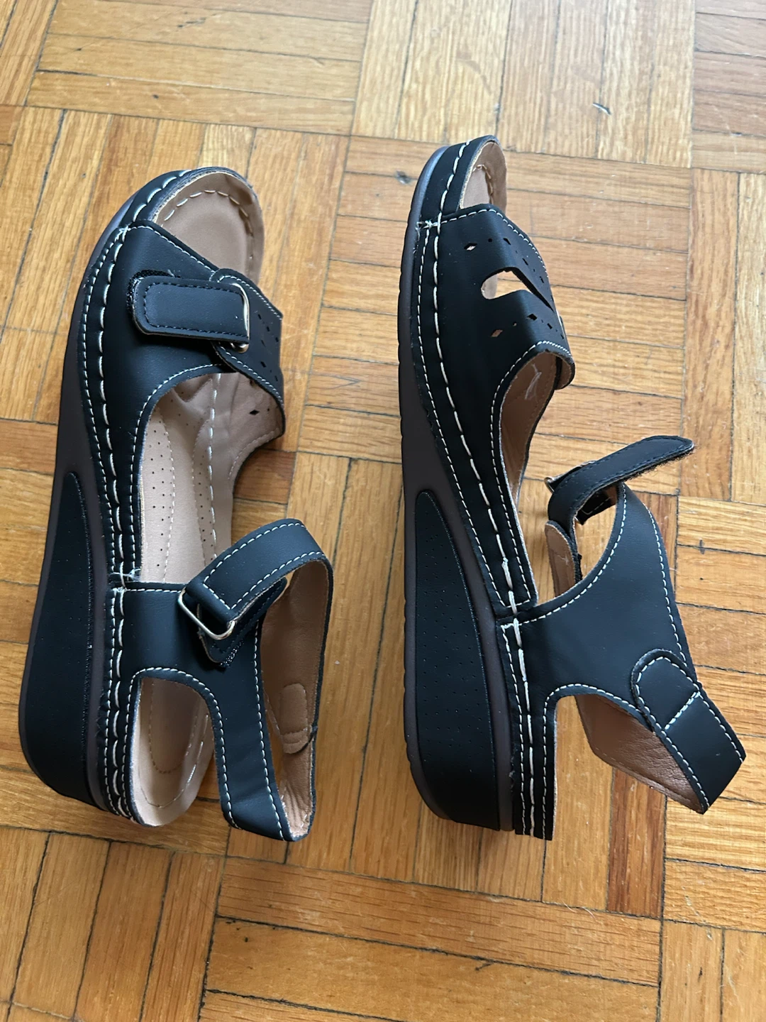 Black Wedge Sandals Size 39 - photo 3