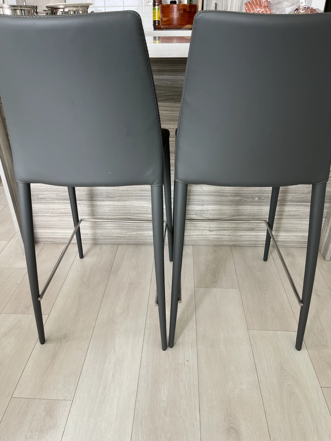 Grey Faux Leather Bar Stools (Set of 2)