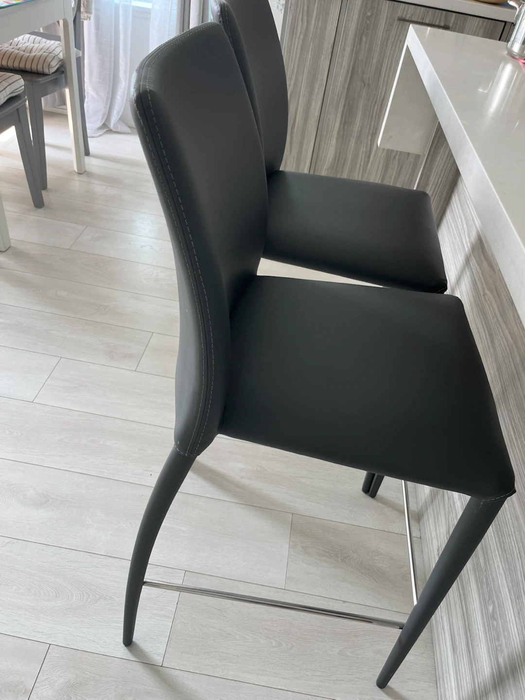 Grey Faux Leather Bar Stools (Set of 2) - photo 2