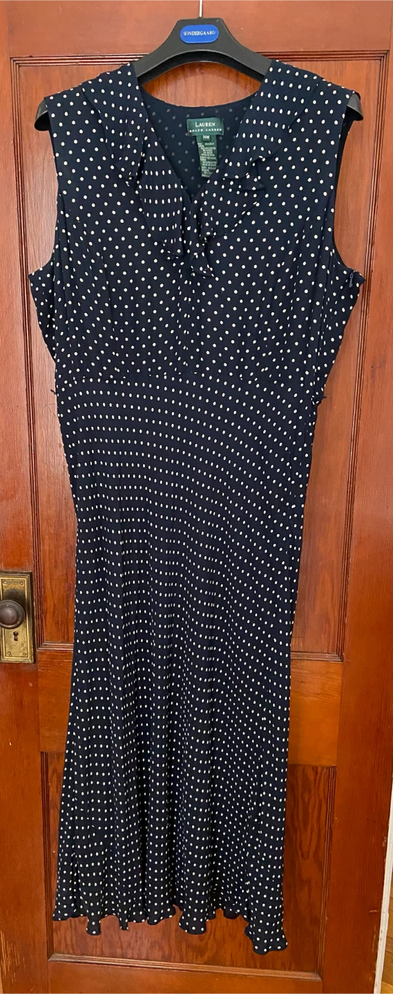 Lauren Ralph Lauren Navy Polka Dot Dress 20W