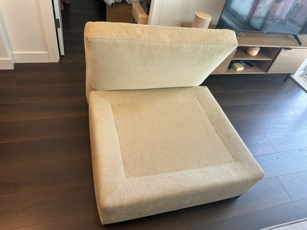 Beige Fabric Storage Ottoman/Footstool - photo 2