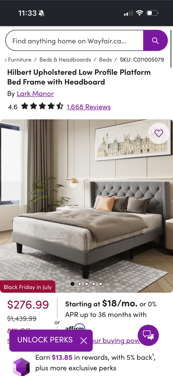 Upholstered Queen Platform Bed Frame