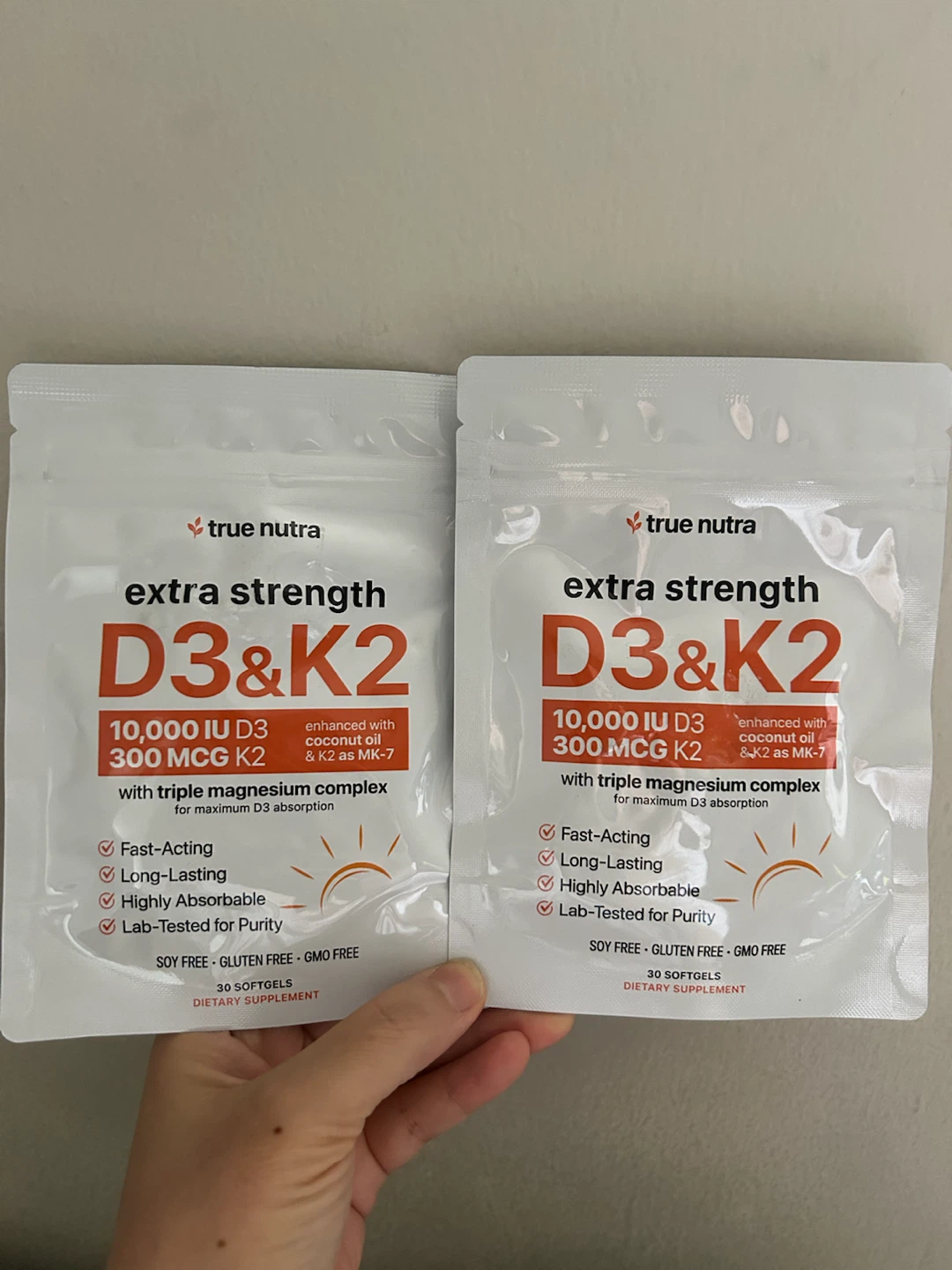 True Nutra Extra Strength D3 & K2 Supplements (2 Pack)