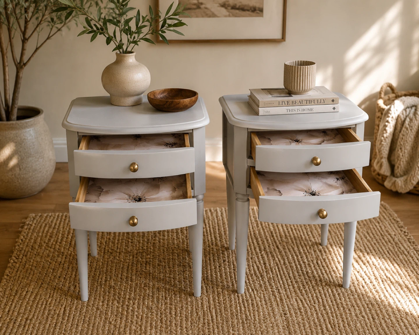 ✨Refinished Wood End Tables | Modern Organic - photo 2