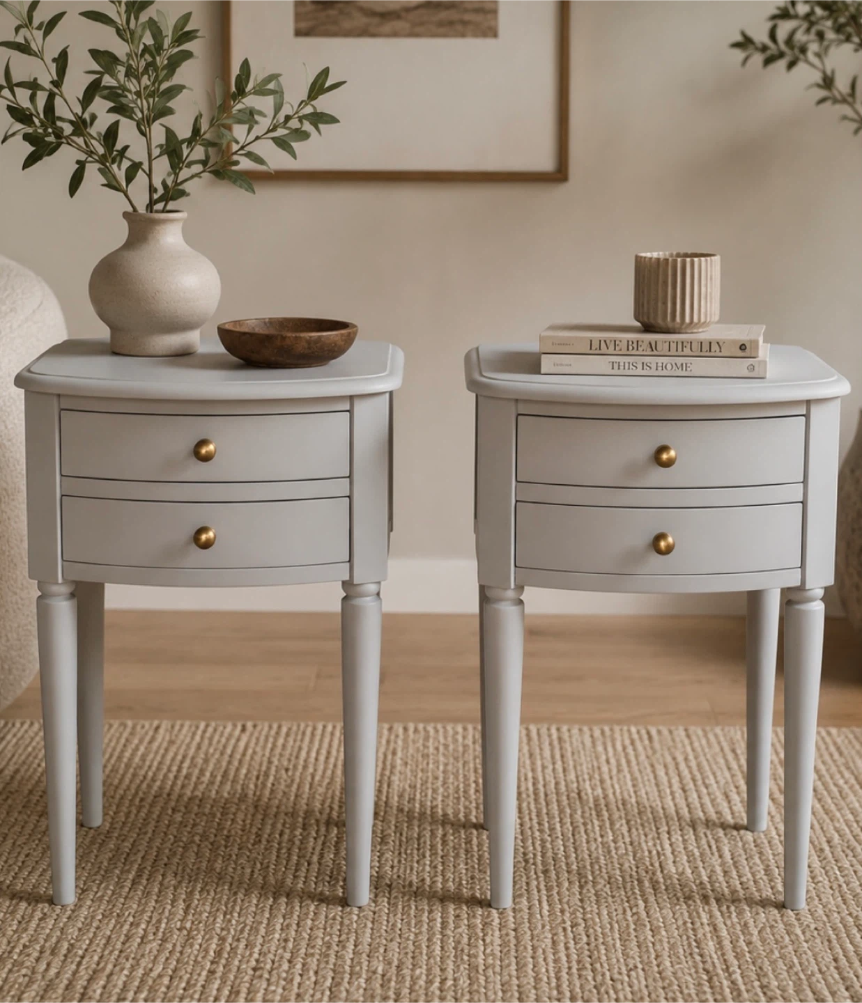 ✨Refinished Wood End Tables | Modern Organic