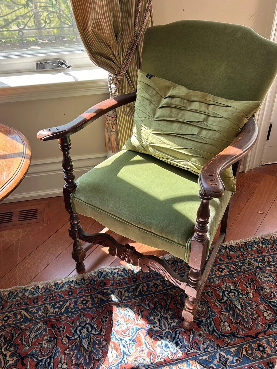 Pair of Vintage Accent Chair - Green Upholstery