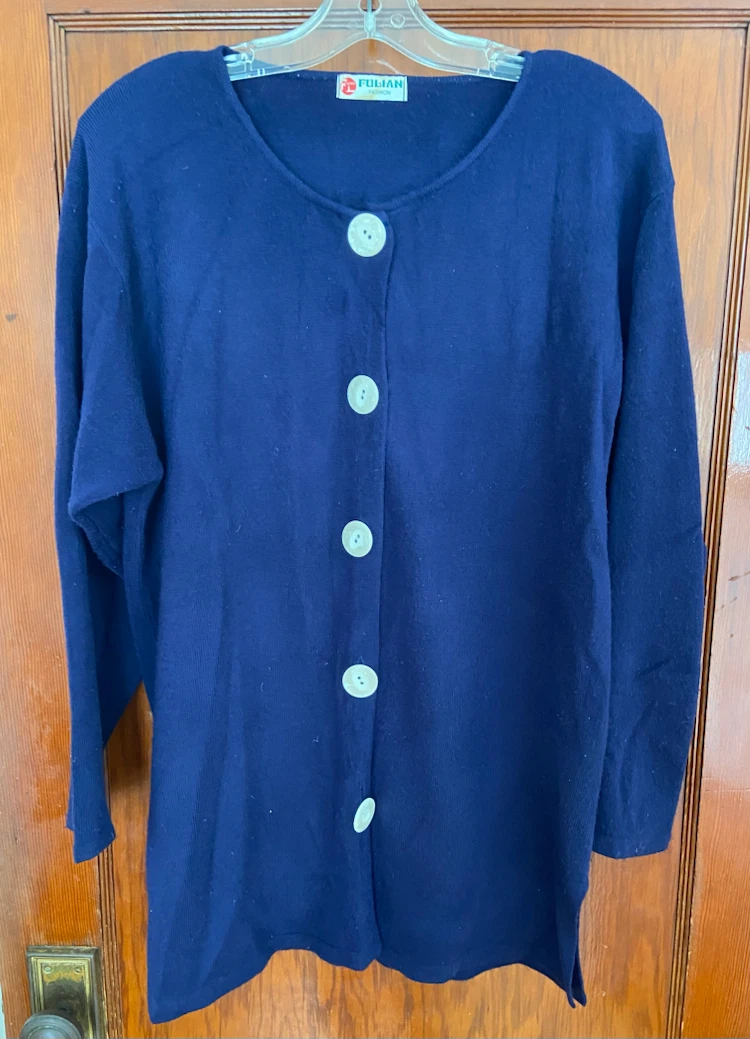 Fulian Fashion Navy Blue Cardigan