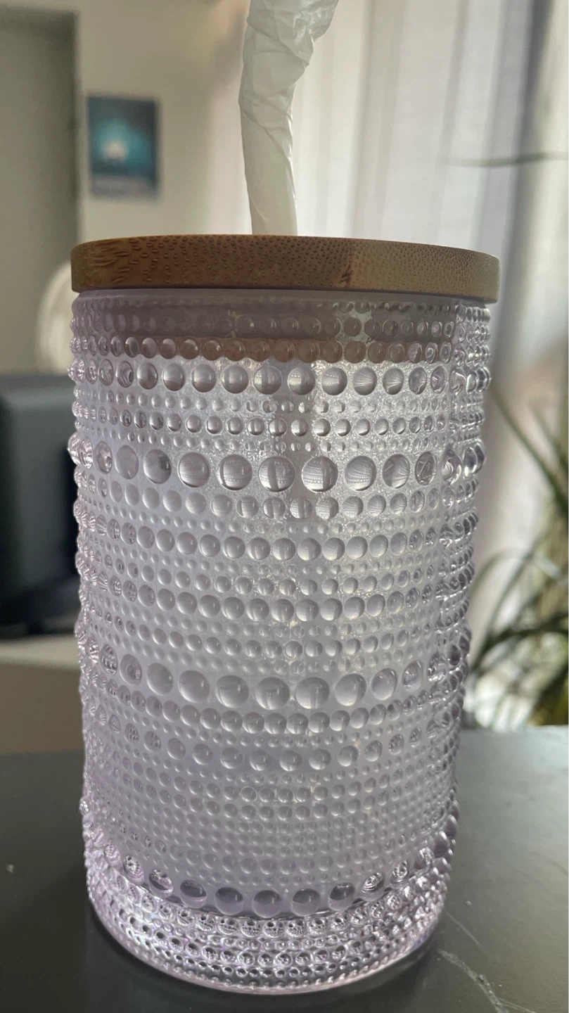 Dotted Glass Tumbler with Reusable Straw & Bamboo Lid (15 oz) - photo 2