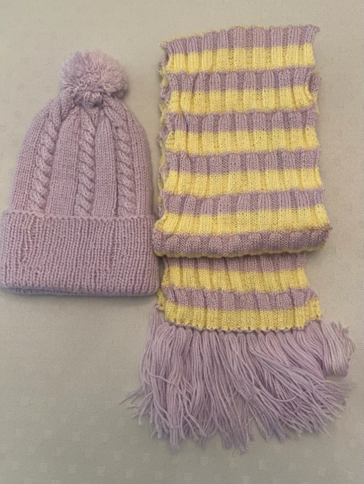 Knitted Hat and Scarf Set