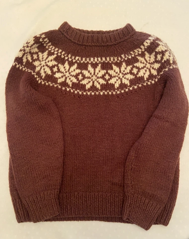 Brown Snowflake Knit Sweater