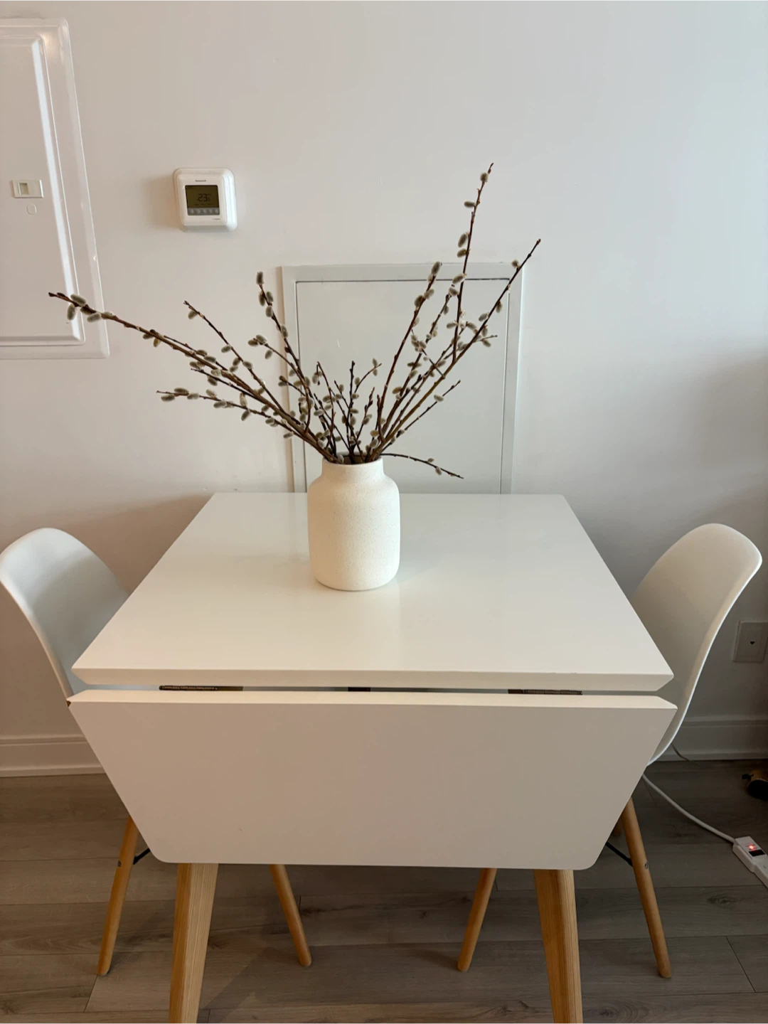 White Extendable Dining Table Set with Chairs