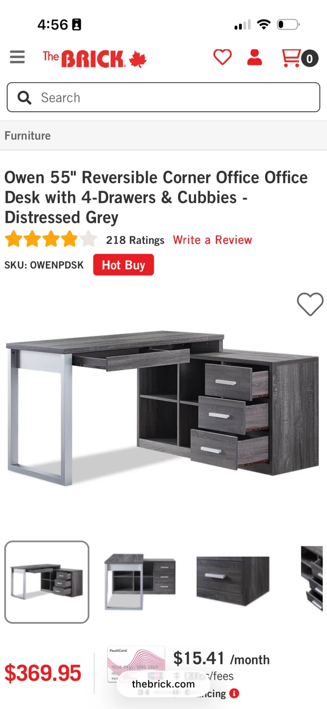 The Brick Owen 55" Reversible Corner Office Desk