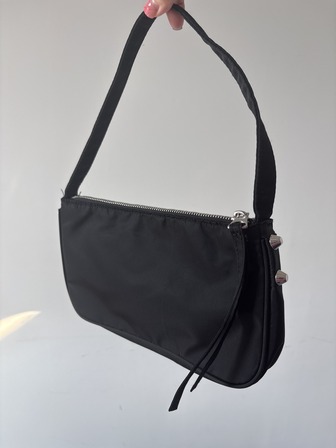 Black Shoulder Bag with Studs