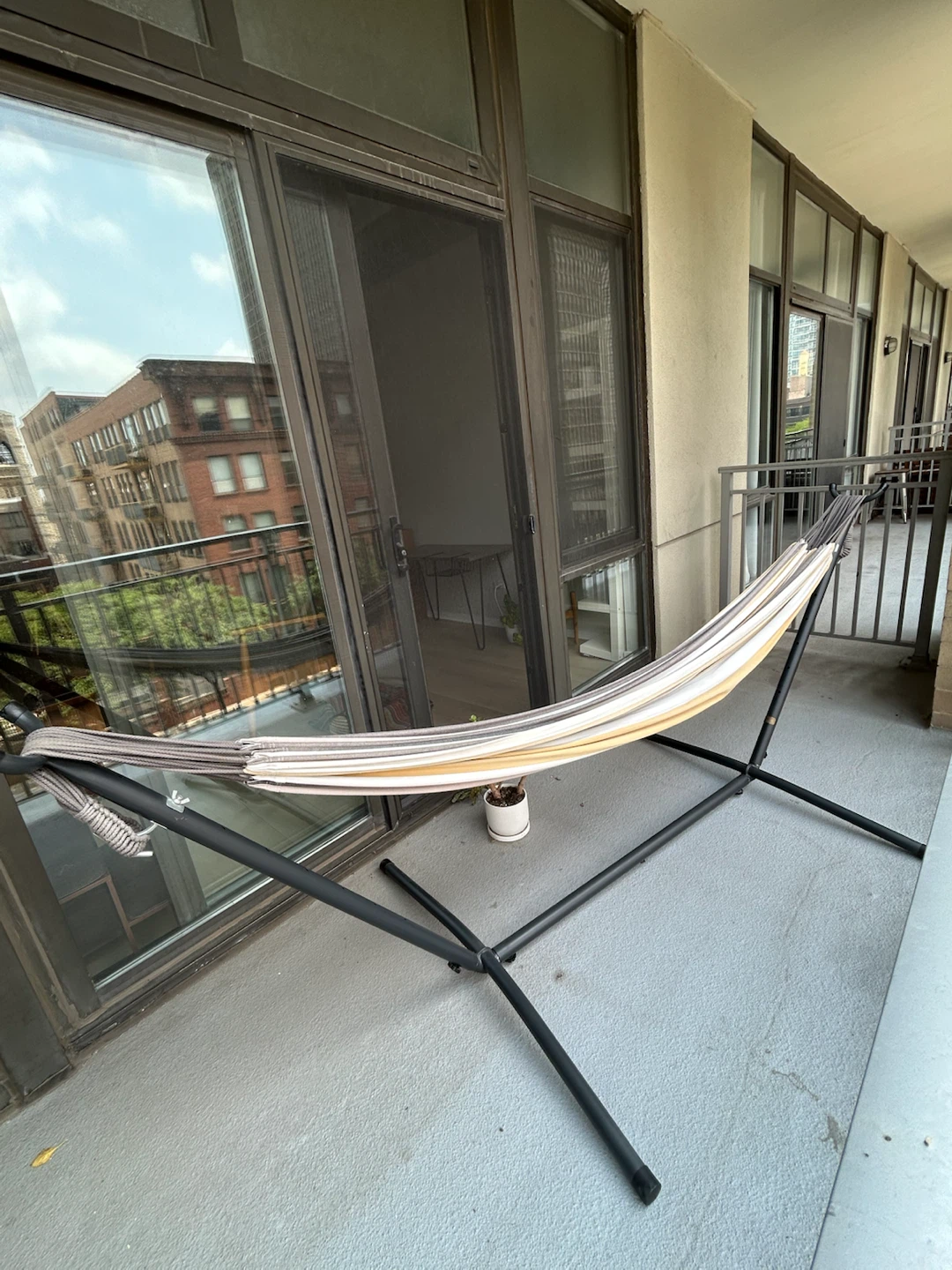 Striped Hammock with Stand
