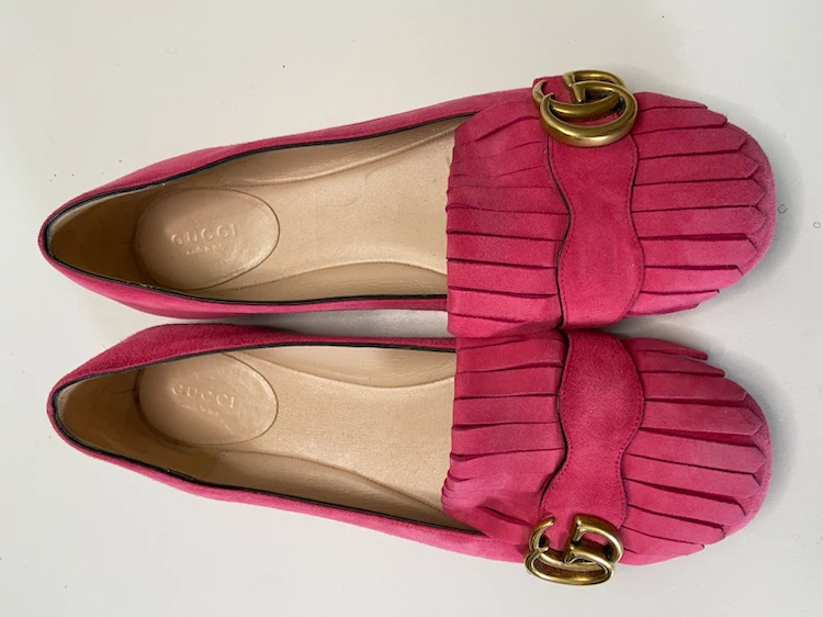 Gucci Pink Suede Ballet Flats Size 38
