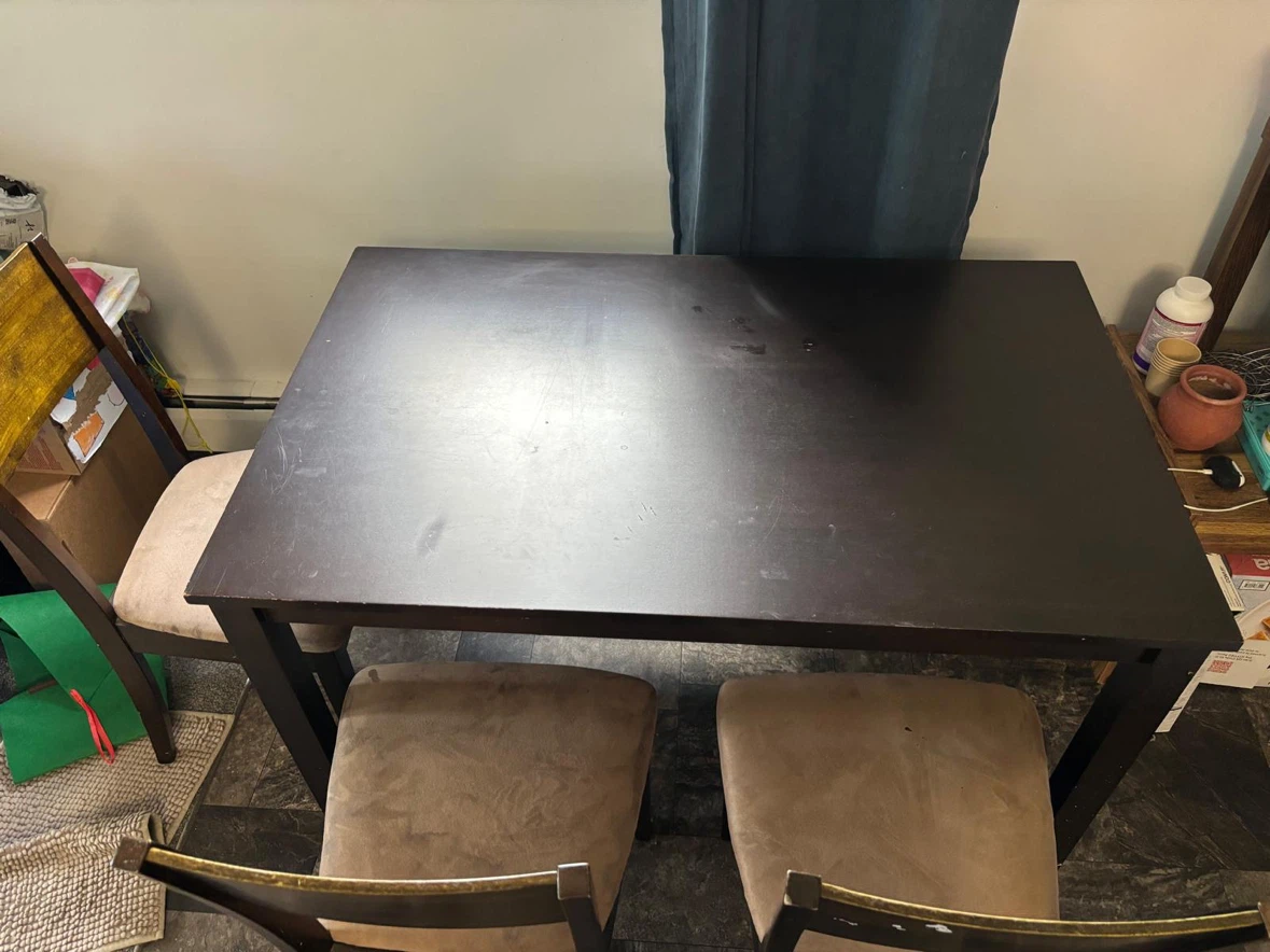 Dark Wood Dining Table Set with 3 Chairs - photo 2