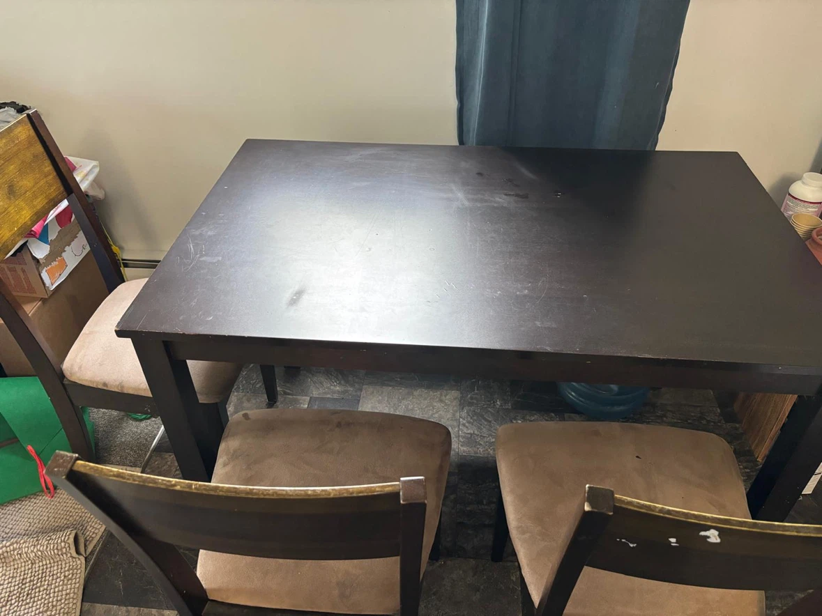 Dark Wood Dining Table Set with 3 Chairs - photo 3