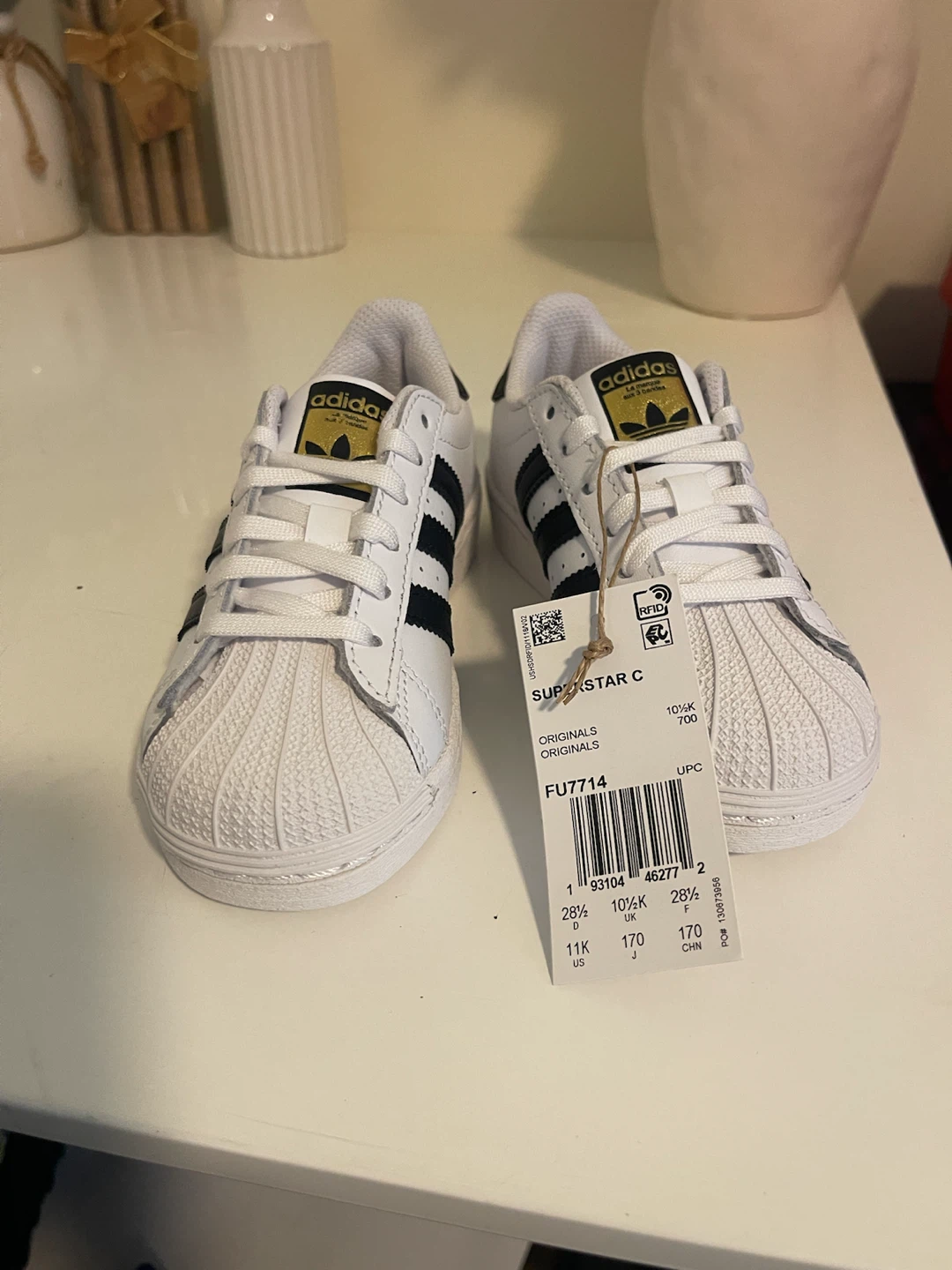 Adidas Superstar C Toddler Shoes White Black Size 11K - photo 4