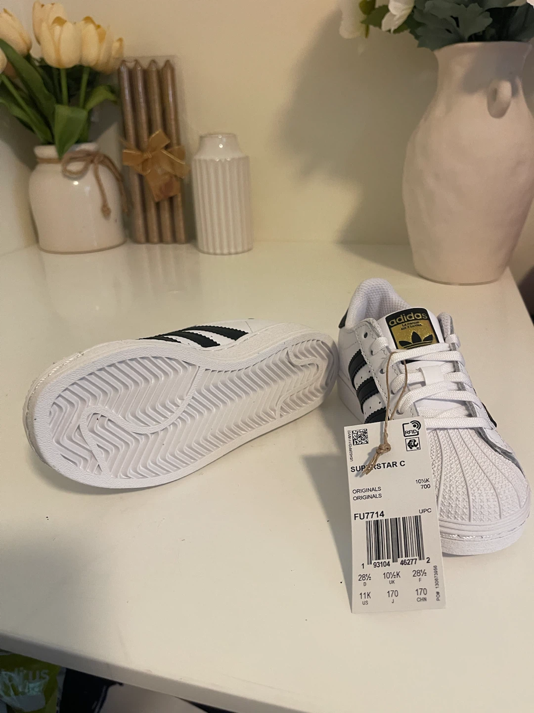 Adidas Superstar C Toddler Shoes White Black Size 11K - photo 5