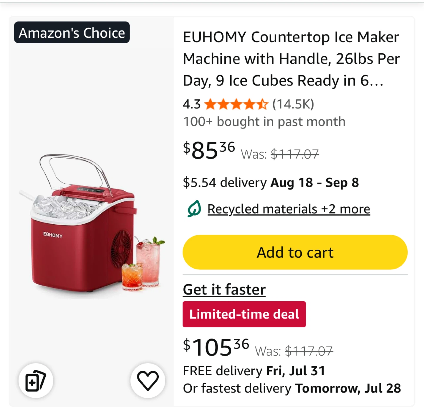 EUHOMY Countertop Ice Maker Machine with Handle - photo 2