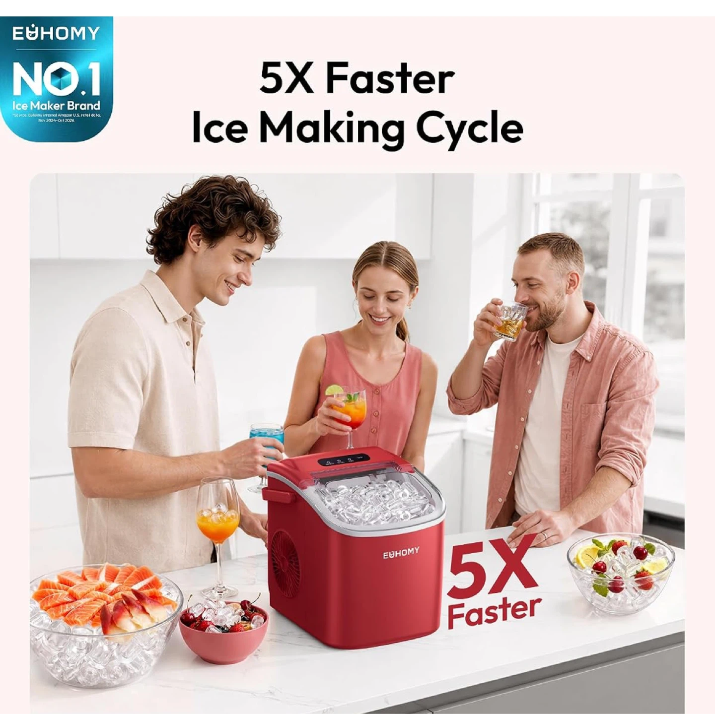 EUHOMY Countertop Ice Maker Machine with Handle - photo 5