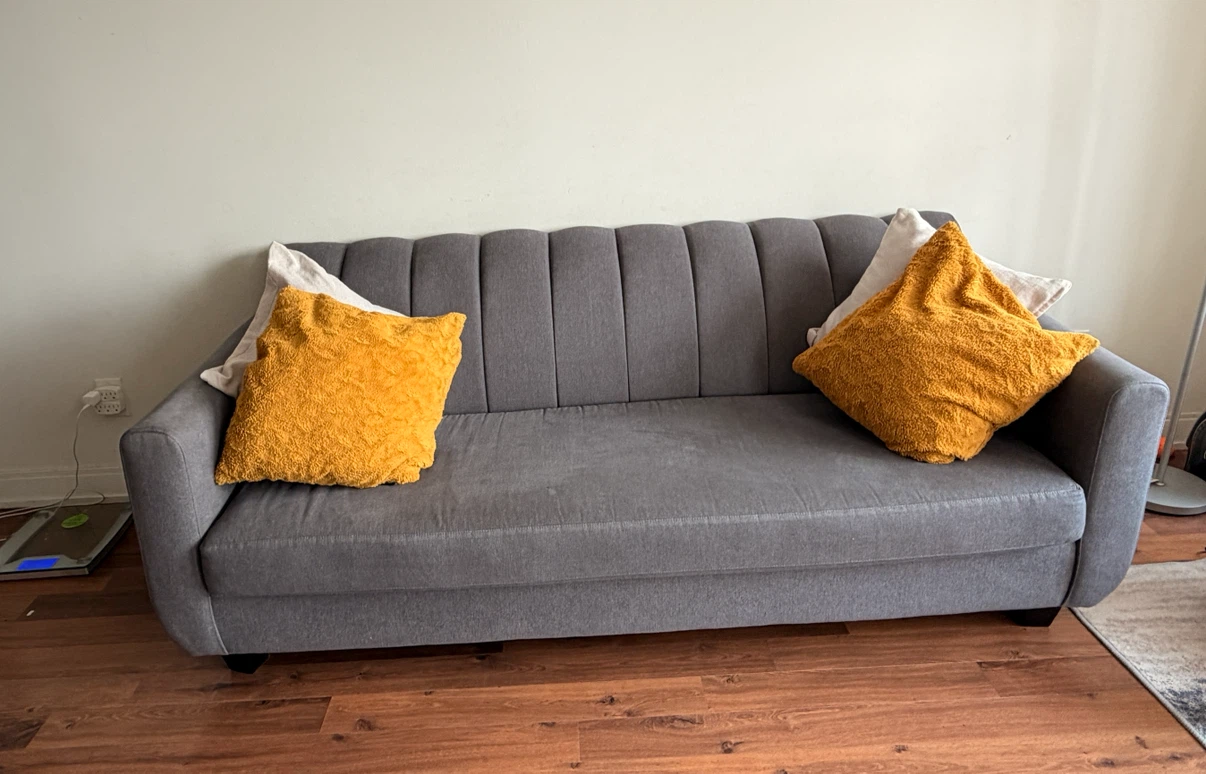 Free Moving out sale Grey Sofa with Pillows OBO