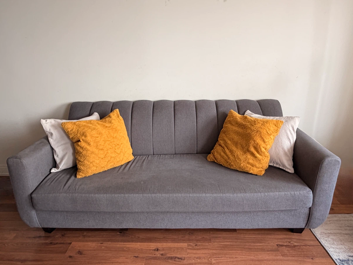 Free Moving out sale Grey Sofa with Pillows OBO - photo 3