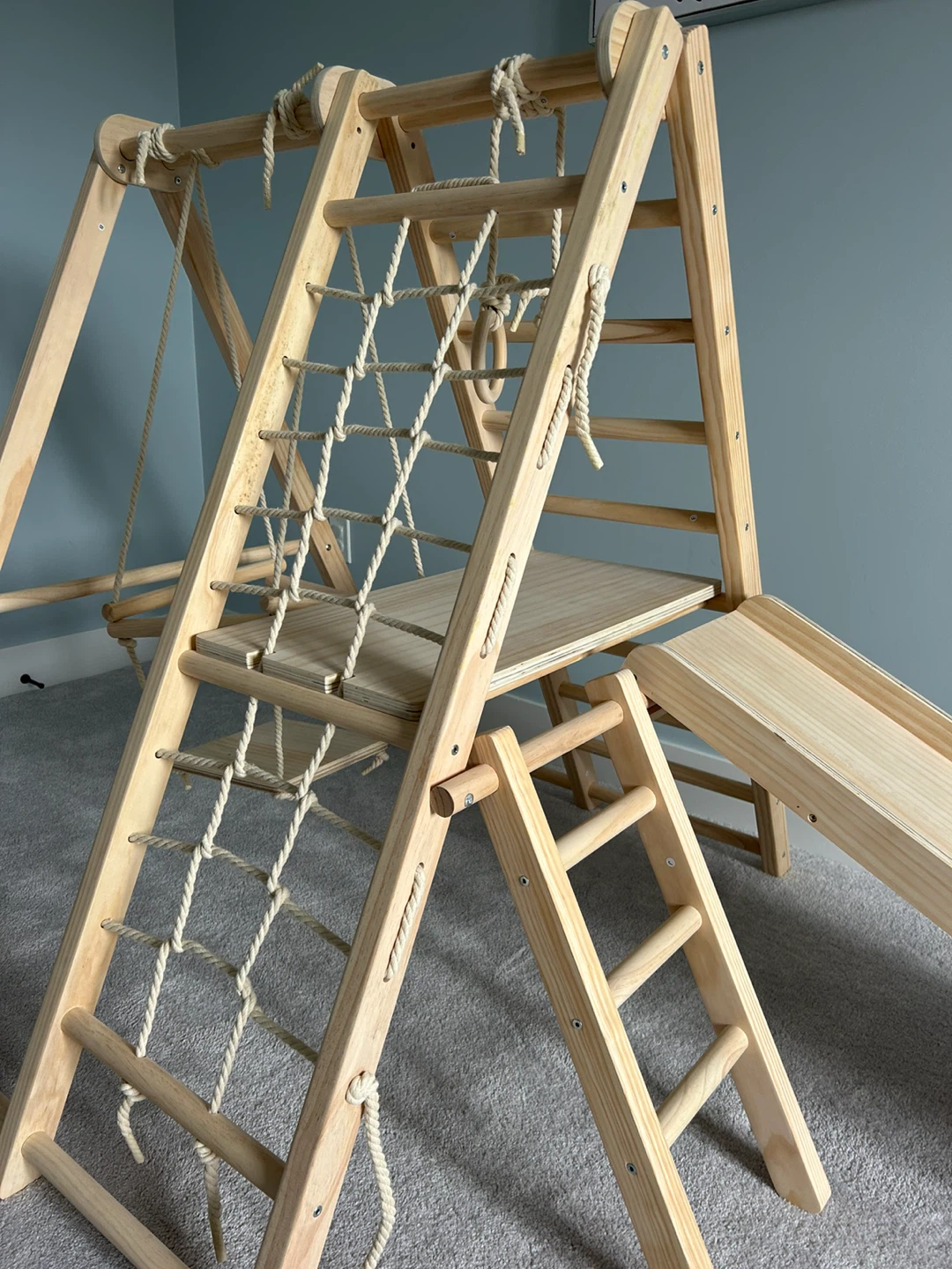 New Wooden Pikler Triangle Climbing Set with Slide - photo 3