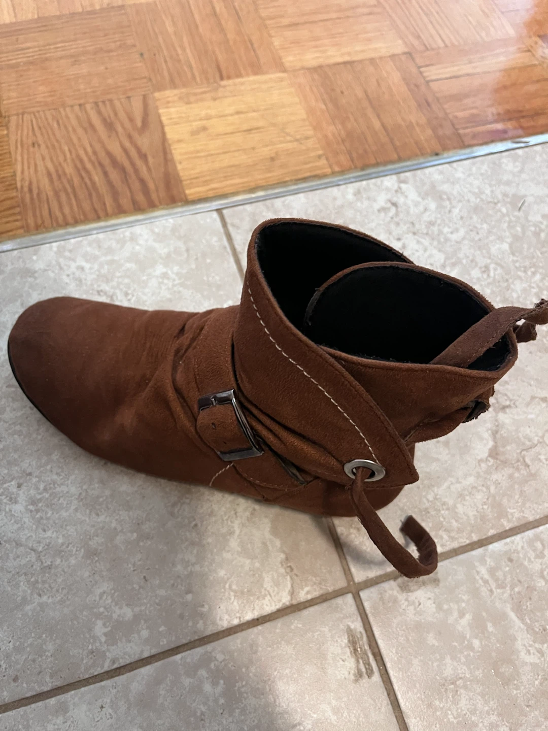 Brown Suede Ankle Boots woman - photo 2
