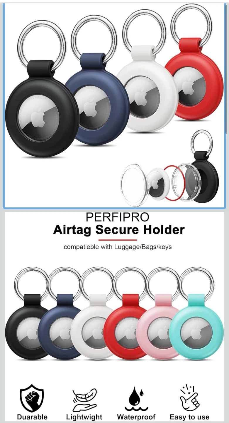 Bonsture 4 Pack Air Tag Case Holders with Keychains
