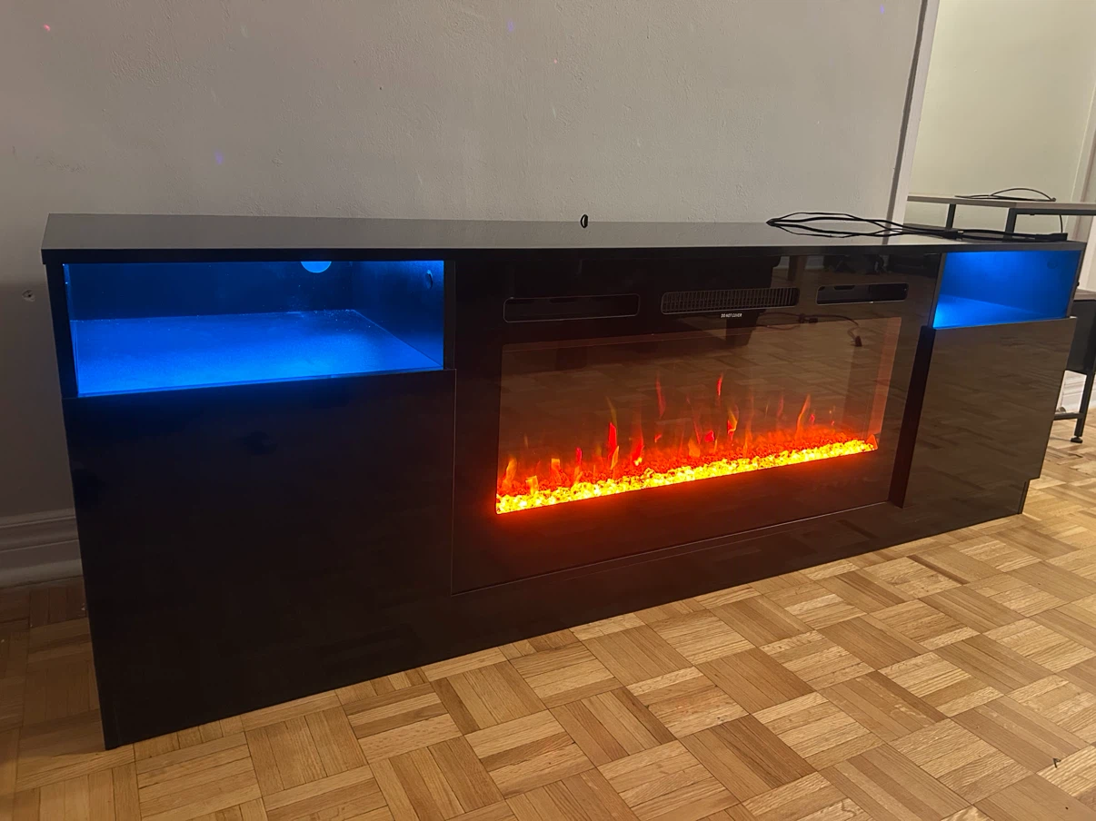 Black Electric Fireplace TV Stand