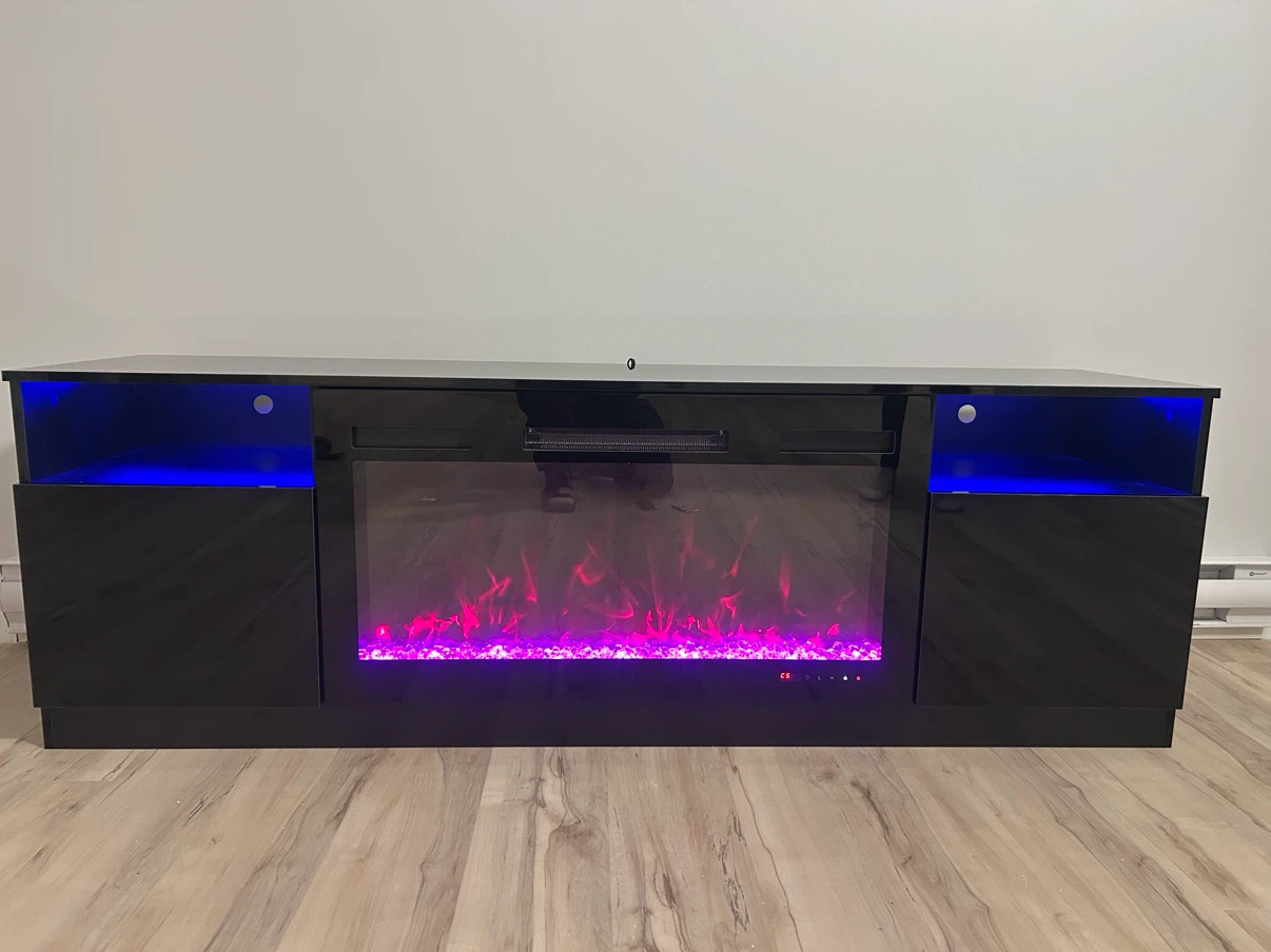 Black Electric Fireplace TV Stand - photo 2
