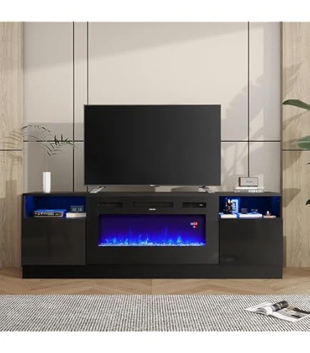 Black Electric Fireplace TV Stand - photo 3
