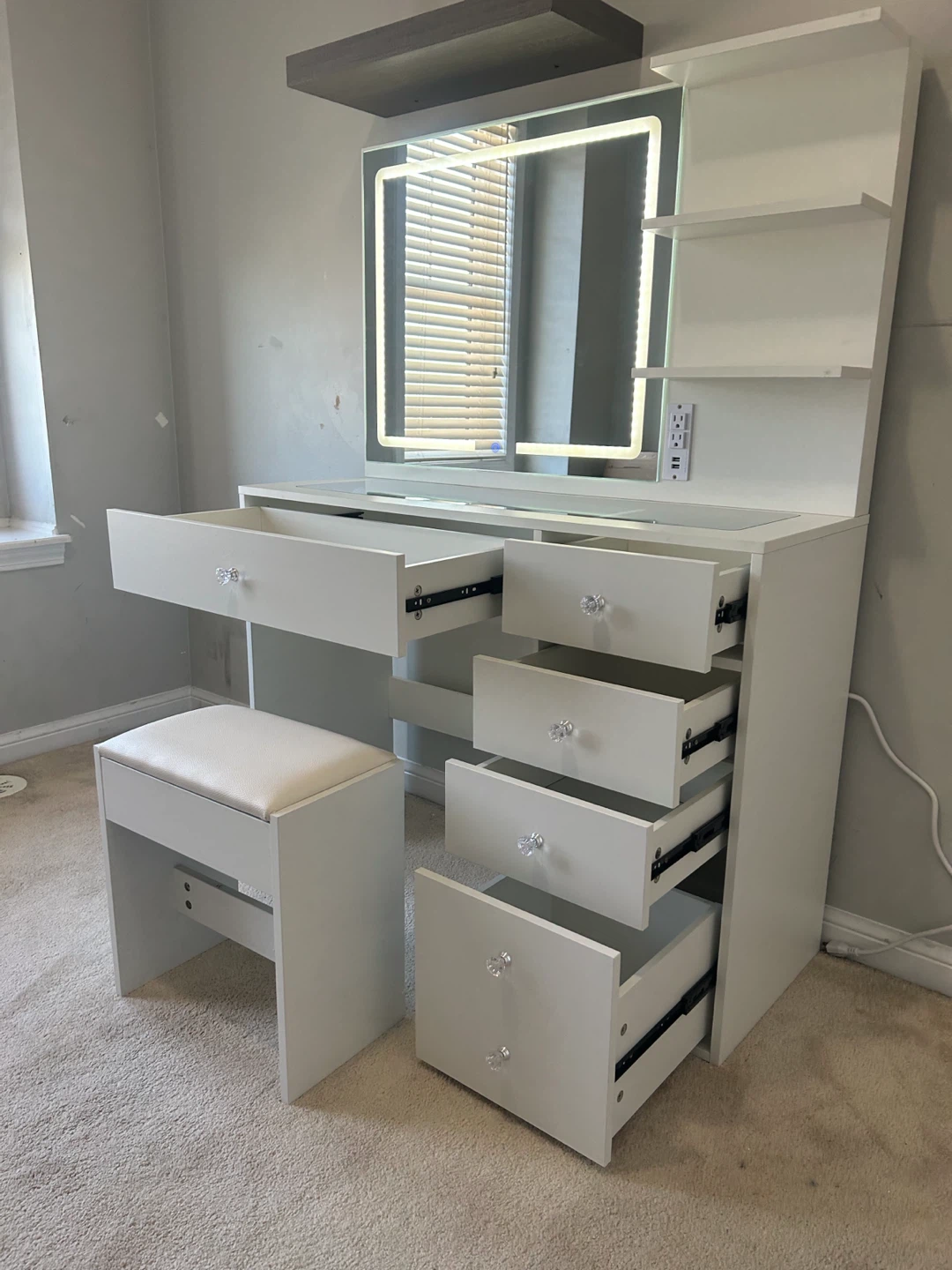 New Vanity Desk with LED Mirror and Stool - photo 3