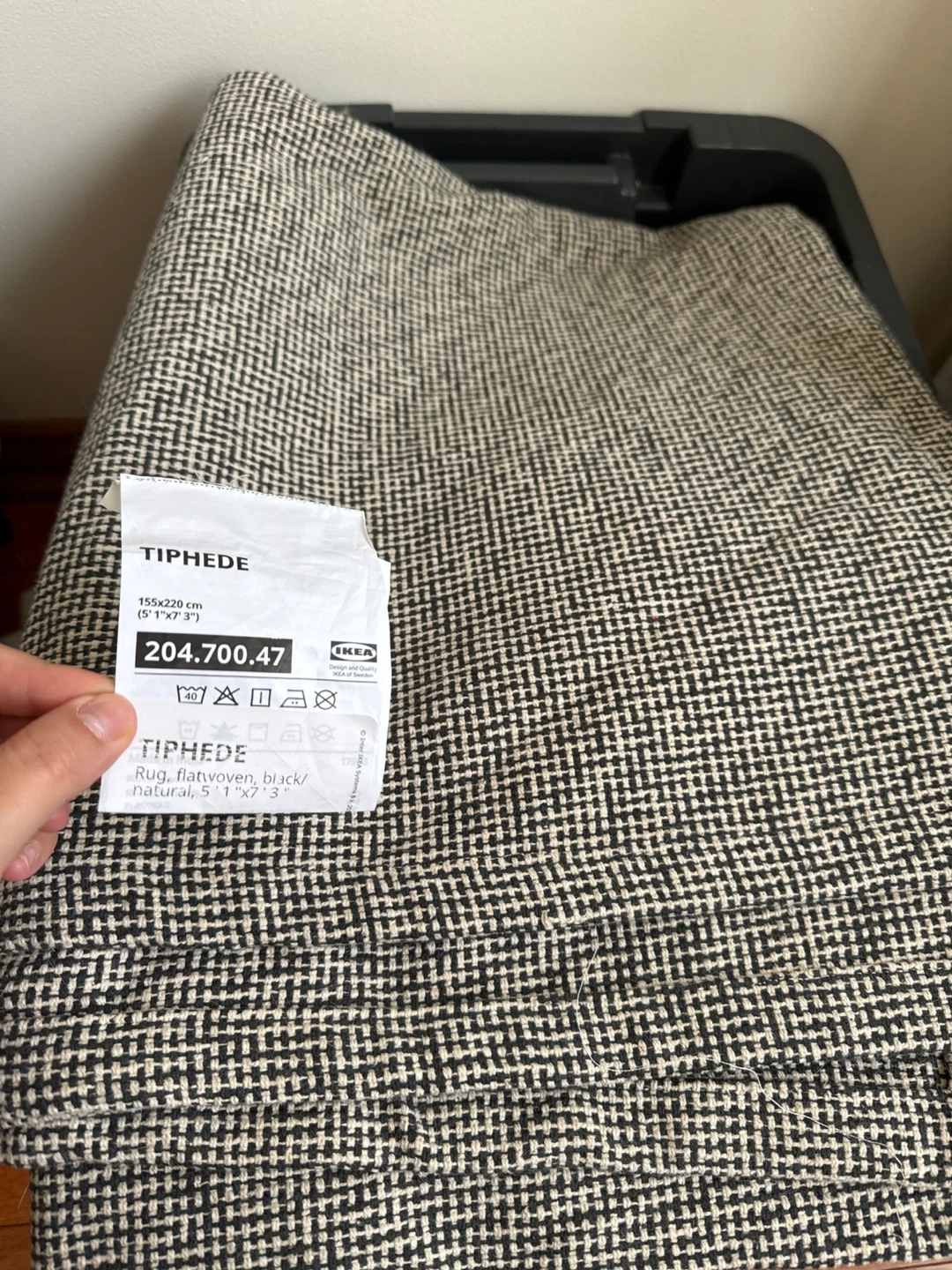 IKEA TIPHEDE Rug 155x220 cm Black/Natural
