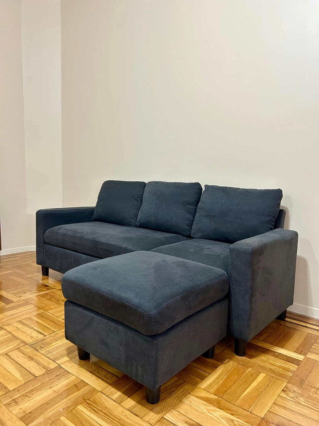 Dark Gray Sectional Sofa with Ottoman