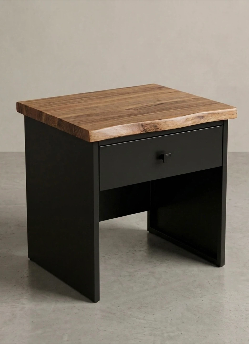 Black Nightstand with Wooden Top - photo 2