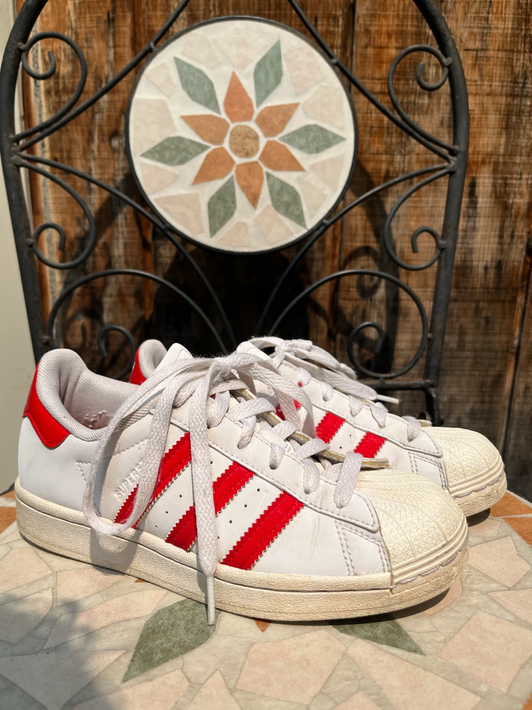 Adidas Superstar Sneakers White/Red - Size 5