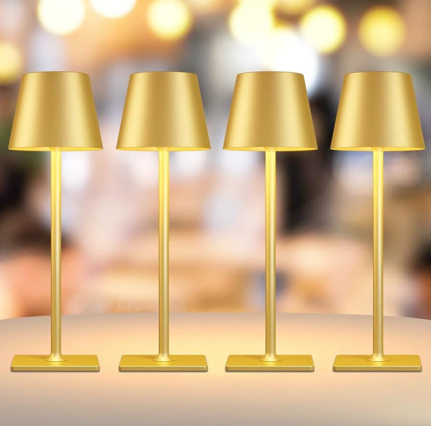 4 Pack Gold Rechargeable Led Cordless Table Lamps,Cordless