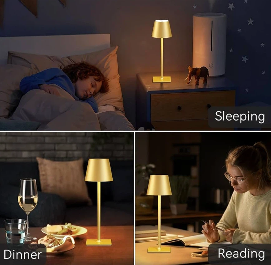4 Pack Gold Rechargeable Led Cordless Table Lamps,Cordless - photo 3