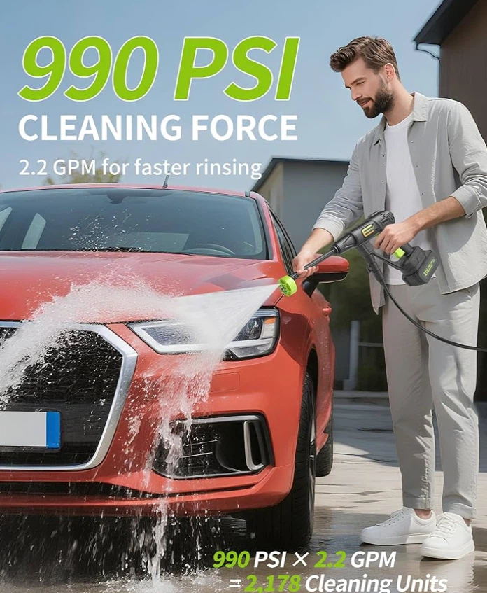 Cordless Portable Pressure Washer 21V 990 PSI - photo 2